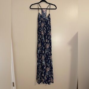 Band of Gypsies Dress Size Small Blue Floral Multicolored Maxi Spaghetti Straps